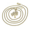 Collares con Dije 04.342.0020.20 Oro Laminado, Diseño de Arbol, con Micro Pave Blanca, Pulido, Dorado
