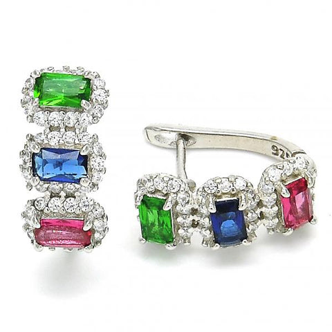 Argolla Huggie 02.186.0189.15 Plata Rodinada, con Zirconia Cubica Multicolor, Pulido, Rodinado