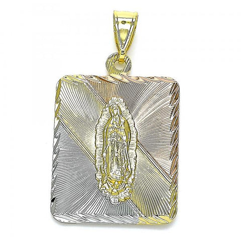 Dije Religioso 05.253.0163 Oro Laminado, Diseño de Guadalupe, Diamantado, Tricolor