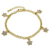 Pulsera de Dije 03.63.1357.07 Oro Laminado, Diseño de Estrella y Rolo, Diseño de Estrella, con Cristal Blanca, Pulido, Dorado