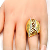 Anillo Multi Piedra 01.241.0054.07 Oro Laminado, Diseño de Flor, con Cristal Blanca, Pulido, Dorado
