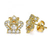Arete Dormilona 02.387.0027 Oro Laminado, Diseño de Corona, con Zirconia Cubica Blanca, Pulido, Dorado