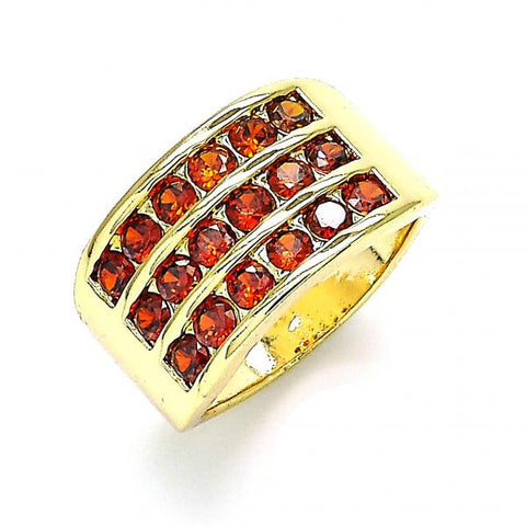 Anillo Multi Piedra 01.346.0017.2.08 Oro Laminado, con Zirconia Cubica Granate, Pulido, Dorado