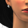 Argolla Huggie 02.175.0086.15 Plata Rodinada, Diseño de Mariposa, con Zirconia Cubica Blanca, Pulido, Rodinado