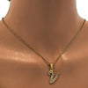 Collares con Dije 04.238.0028.1.18 Acero Inoxidable, Diseño de Iniciales y Rolo, Diseño de Iniciales, con Cristal Blanca, Pulido, Dorado