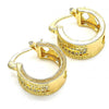Argolla Pequeña 02.210.0277.15 Oro Laminado, con Micro Pave Blanca, Pulido, Dorado