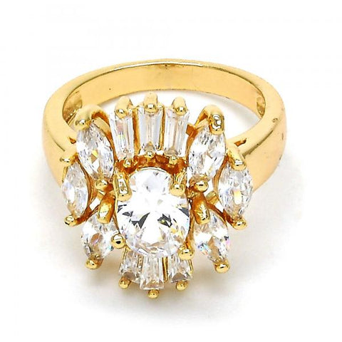 Anillo Multi Piedra 01.210.0050.08 Oro Laminado, con Zirconia Cubica Blanca, Pulido, Dorado