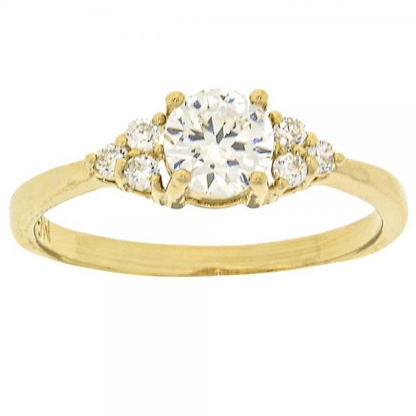 Anillo Multi Piedra 5.166.035.09 Oro Laminado, Diseño de Flor, con Zirconia Cubica Blanca, Pulido, Dorado