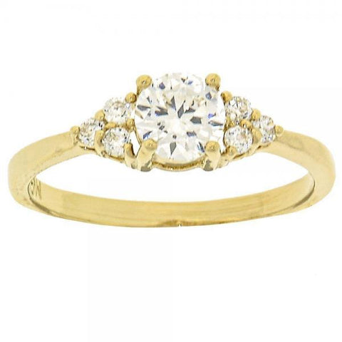 Anillo Multi Piedra 5.166.035.09 Oro Laminado, Diseño de Flor, con Zirconia Cubica Blanca, Pulido, Dorado