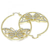 Argolla Grande 02.380.0010.50 Oro Laminado, Diseño de Mariposa, con Cristal Blanca, Diamantado, Dorado