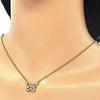 Collares con Dije 04.336.0046.2.16 Plata Rodinada, Diseño de Mariposa, con Zirconia Cubica Blanca, Pulido, Dorado