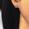 Arete Dormilona 02.174.0087.1 Plata Rodinada, Diseño de Mariposa, con Micro Pave Blanca, Pulido, Oro Rosado