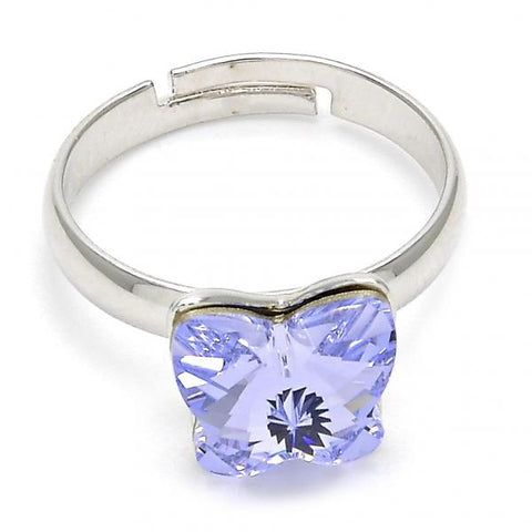 Anillo Multi Piedra 01.239.0007 Rodio Laminado, Diseño de Mariposa, con Cristales de Swarovski Provence Lavander, Pulido, Rodinado