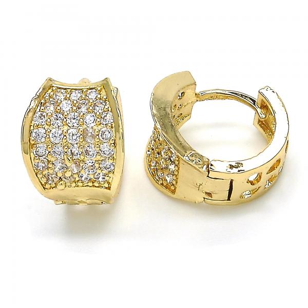 Argolla Huggie 02.217.0068.1.15 Oro Laminado, con Zirconia Cubica Blanca, Pulido, Dorado