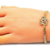 Pulsera Elegante 03.368.0073.08 Oro Laminado, Diseño de Elefante, con Micro Pave Blanca y Granate, Pulido, Dorado