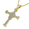 Dije Religioso 05.342.0060 Oro Laminado, Diseño de Cruz, con Micro Pave Blanca, Pulido, Dorado