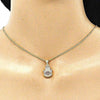 Collares con Dije 04.156.0416.20 Oro Laminado, Diseño de Mano de Dios, con Micro Pave Rubi y Blanca, Pulido, Dorado