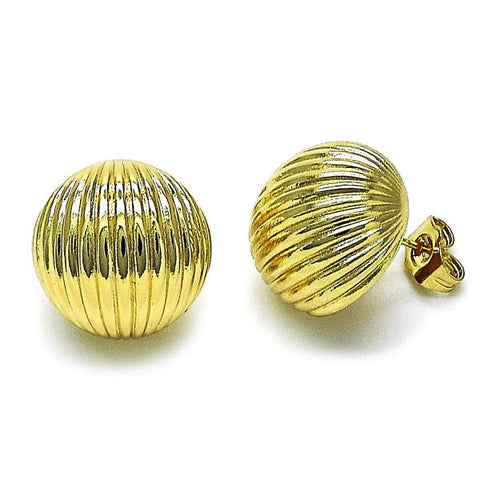 Arete Dormilona 02.385.0045 Oro Laminado, Diseño de Bola, Diamantado, Dorado