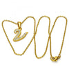 Collares con Dije 04.238.0028.1.18 Acero Inoxidable, Diseño de Iniciales y Rolo, Diseño de Iniciales, con Cristal Blanca, Pulido, Dorado