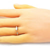 Anillo Multi Piedra 01.284.0081 Oro Laminado, Diseño de Corona, con Zirconia Cubica Blanca, Pulido, Dorado