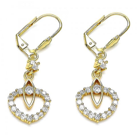Arete Largo 02.387.0041 Oro Laminado, con Zirconia Cubica Blanca, Pulido, Dorado