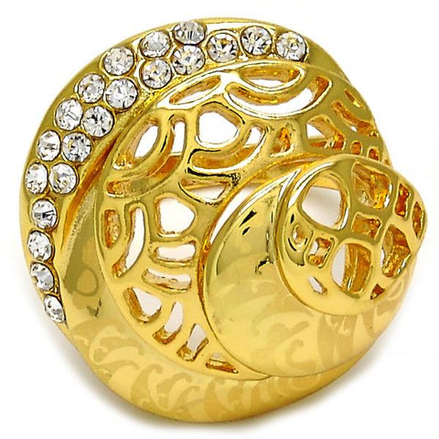 Anillo Multi Piedra 01.241.0016.07 Oro Laminado, Diseño de Gota, con Cristal Blanca, Pulido, Dorado