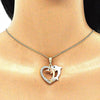 Collares con Dije 04.380.0029.20 Oro Laminado, Diseño de Corazon y Delfin, Diseño de Corazon, con Cristal Blanca y Negro, Pulido, Tricolor