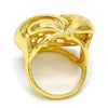 Anillo Multi Piedra 01.241.0029.07 Oro Laminado, Diseño de Llave Griega, con Cristal Blanca, Pulido, Dorado