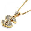 Collares con Dije 04.242.0080.30 Oro Laminado, Diseño de Dinero, con Cristal Blanca, Pulido, Dorado