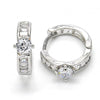 Argolla Huggie 02.210.0085.3.15 Rodio Laminado, con Zirconia Cubica Blanca, Pulido, Rodinado