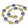 Pulsera Elegante 03.326.0012.2.08 Oro Laminado, Diseño de Ojo Griego, Resinado Azul, Dorado