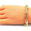 Pulsera Básica 04.362.0040.08 Oro Laminado, Diseño de Paperclip, Pulido, Dorado