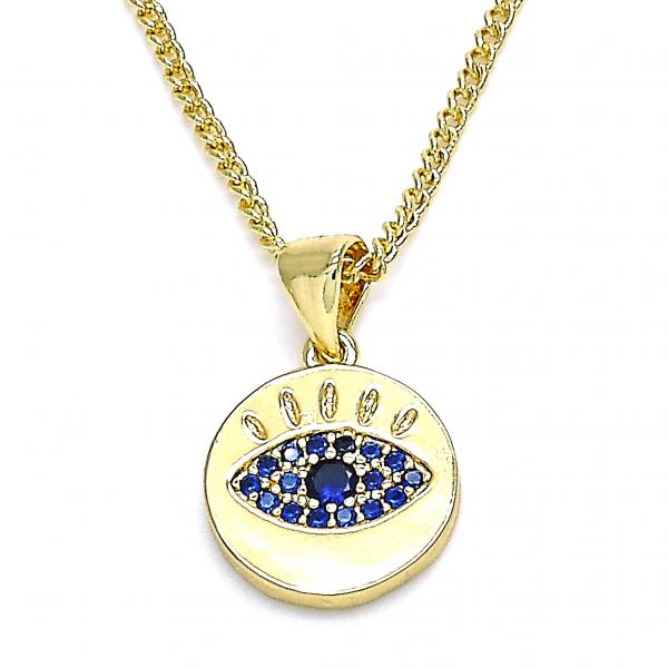 Collares con Dije 04.156.0306.1.20 Oro Laminado, con Micro Pave Zafiro Azul, Pulido, Dorado