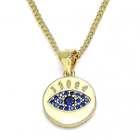 Collares con Dije 04.156.0306.1.20 Oro Laminado, con Micro Pave Zafiro Azul, Pulido, Dorado