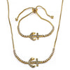 Collar y Pulso 06.221.0017 Oro Laminado, Diseño de Ancla, con Zirconia Cubica Blanca, Pulido, Dorado