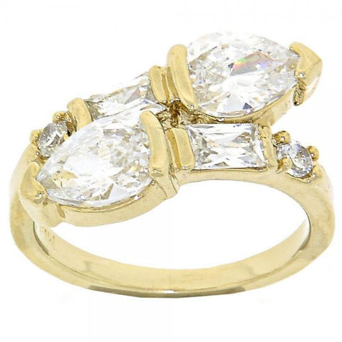 Anillo Multi Piedra 5.165.015.08 Oro Laminado, con Zirconia Cubica Blanca, Pulido, Dorado