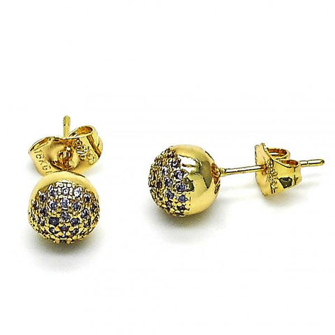 Arete Dormilona 02.156.0424.6 Oro Laminado, con Micro Pave Amatista, Pulido, Dorado