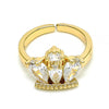 Anillo Multi Piedra 01.210.0080 Oro Laminado, Diseño de Corona y Gota, Diseño de Corona, con Zirconia Cubica Blanca, Pulido, Dorado
