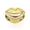 Dije Love Link 05.179.0015 Oro Laminado, Diseño de Labios, Dorado