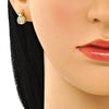 Arete Dormilona 02.310.0095 Oro Laminado, Diseño de Mariquita, con Micro Pave Blanca y Negro, Pulido, Dorado