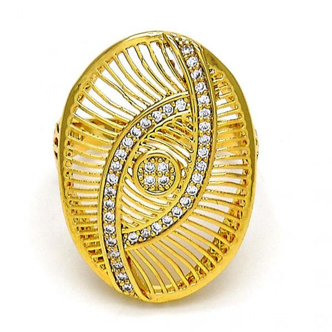 Anillo Multi Piedra 01.118.0027.07 Oro Laminado, con Cristal Blanca, Pulido, Dorado