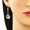Arete Largo 02.387.0062 Oro Laminado, con Zirconia Cubica Blanca, Pulido, Dorado