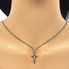 Collares con Dije 04.284.0007.1.22 Oro Laminado, Diseño de Cruz, con Zirconia Cubica Granate y Blanca, Pulido, Dorado