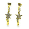 Arete Dormilona 02.341.0126 Oro Laminado, Diseño de Estrella y Luna, Diseño de Estrella, con Micro Pave Blanca, Pulido, Dorado