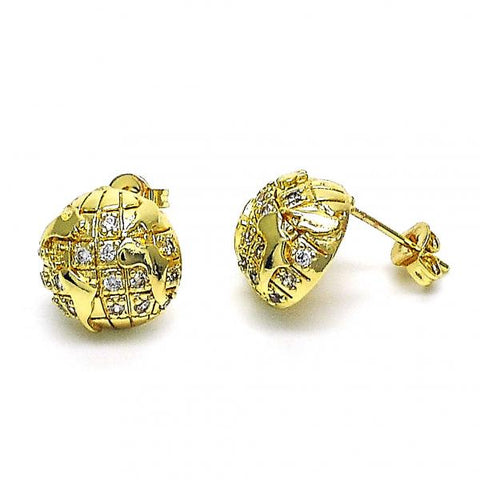 Arete Dormilona 02.193.0010 Oro Laminado, con Micro Pave Blanca, Pulido, Dorado