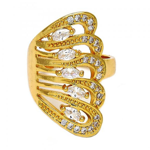 Anillo Multi Piedra 01.210.0035.07 Oro Laminado, con Zirconia Cubica Blanca y Micro PaveBlanca, Pulido, Dorado