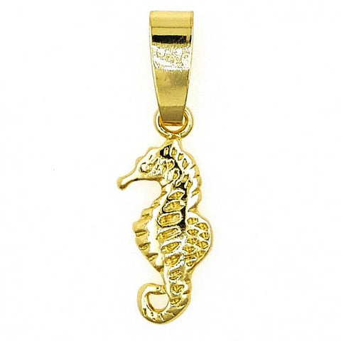 Dije Elegante 5.180.024 Oro Laminado, Diseño de Caballo de Mar, Pulido, Dorado