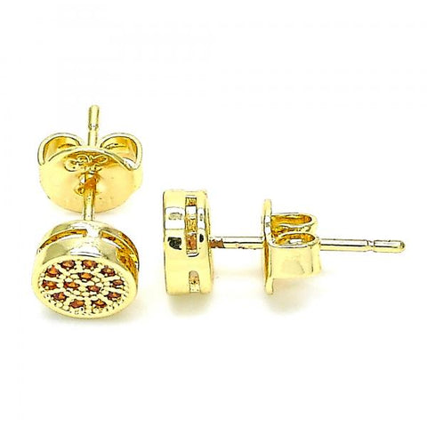 Arete Dormilona 02.156.0478.2 Oro Laminado, con Micro Pave Granate, Pulido, Dorado