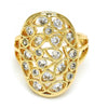 Anillo Multi Piedra 01.210.0065.08 Oro Laminado, Diseño de Corazon y Gota, Diseño de Corazon, con Zirconia Cubica Blanca, Pulido, Dorado