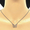 Collares con Dije 04.336.0087.16 Plata Rodinada, Diseño de Mariposa, con Zirconia Cubica Blanca, Pulido, Rodinado